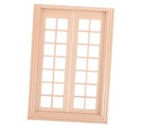 Toyvian Scale Miniature Double Door for Dollhouse DIY Exterior Door with Panel Design Hinged Frame and Protective Plastic Glass for Traditional Mini House Models