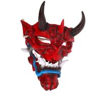 Toyvian Scary Demon Oni Mask for Adults Lightweight Comfortable Halloween Cosplay Accessory with Adjustable Strap Haunted Horror Design for Masquerade Parties and Costume Events