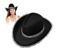 Toyvian Sequined Wide Brim Cowboy Hat Lightweight Wear-resistant Western Style Unisex Cowgirl Accessory for Costume Parties Music Festivals and Everyday Wear