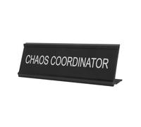 Toyvian Shaped Aluminum Mediator Desk Plaque Lightweight Chaos Coordinator Sign for Office Portable Black Desk Accessory Name Plate Stable for Easy Role Recognition and Workspace