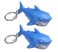 Toyvian Shark Keychains Sound Glow In The Dark Plastic Key Ring Backpack Handbag Accessories for Kids Friends Adults 2pcs