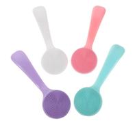 Toyvian Silicone Facial Cleansing Brush Manual Exfoliating Face Scrubber 4pcs with Ergonomic Long Handle for Gentle Touch for Deep Cleansing and Blackhead and Suitable for Sensitive Skin