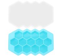 Toyvian Silicone Ice Cube Tray with Cover for Freezer, Creative Honeycomb Shape, Sturdy Non-Cracking Material, Won't Tip, for Kitchen Ice Making and Cold Drinks