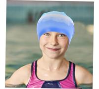 Toyvian Silicone Swimming Cap for Long Hair Unisex Swim Hat with Skid Design Comfortable for Youth and Adults Blue White Gradient Pool Hair Protector