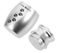 Toyvian Silver Alloy Pet Urn for Ashes with Dog Paw Print Keepsake Container, Medium Metal Cremation Urn for Dog and Cat Memorials