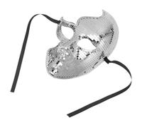 Toyvian Silver Disco Glitter Mask for Adults, Full Face Plastic Eye Catching Disco Design, Comfortable Fit Creating Stunning Visual Effects, for Mardi Gras Costumes and Carnival Parties