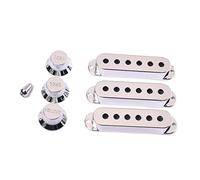 Toyvian Silver Plastic Guitar Pickup Cover Set 2 Tone Knobs 1 Volume Knob with 3 Pickup Covers and 1 Switch Tip for Electric Guitar Replacement and Accessories