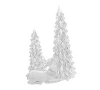 Toyvian Silver Resin Christmas Tree and Reindeer Ornament Set Weather-resistant Miniature Holiday Figurines for Indoor and Outdoor Festive Tabletop Fireplace Mantel Shelf Decoration Vivid