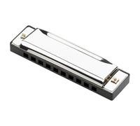 Toyvian Silver Stainless Steel Harmonica for Adults in Key of C with 10 Holes, Compact Design and Easy to Carry, Sl nd Stylish Electroplated Finish for Music Lovers and Beginners