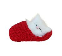 Toyvian Sleeping Cat in Slipper Doll Toy with Meows Sounds Mini Kitten in Shoe Hand Toy for Boy Girl for Christmas Parties and Festive Occasions Red Slipper