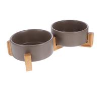 Toyvian Slip Ceramic Raised Dog Bowl Stand Wood Base for Cat Feeder Pet Food Water Bowl Holder for Puppy Feeding Non-slip Dog for Indoor Use
