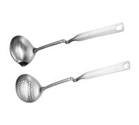 Toyvian Slotted Spoon for Christmas and Thanksgiving Day Stainless Steel Serving Ladle with Hanging Hole, Large Soup Scoop Protecting from Scalding, Elegant Kitchen Utensil