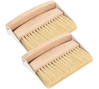 Toyvian Small Desktop Cleaning Brush and Dustpan Set 2pcs Mini Keyboard Detailing Cleaning Tool with White Sisal Bristles for Office