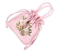 Toyvian Small Embroidery Handbag for Women Drawstring Tote Purse Portable Ethnic Style Chic Storage Pouch Suitable for Daily Use and Outfits Matching