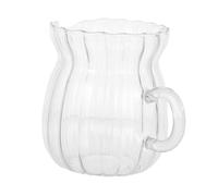 Toyvian Small Glass Milk Frothing Pitcher Microwave Safe Clear Creamer Jug with Vertical Stripe Design for Coffee Tea Hot Chocolate Heating and Serving