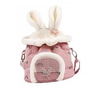 Toyvian Small Hamster Carrier Bag Rabbit Ear Design Plush Portable Outdoor Squirrel Pet Travel Carrier for Hamsters and Small Pets