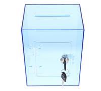 Toyvian Small Lock Box Cash Savings Jar with Secure Lock Transparent Blue Acrylic Piggy Bank for Adults Compact Money Storage for Tips Coins Raffle Tickets Portable Clear Donation Box for