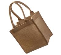 Toyvian Small Natural Jute Tote Bag with Handles Reusable Burlap Grocery Shopper for Wedding Crafting and Everyday Shopping Coated