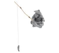 Toyvian Small Sandstone Fisherman Statue Miniature Model for Fish Tank and Garden Decor Realistic Craft Figurine with Fishing Rod Asian Zen Ornament for Bonsai and Aquarium Landscape