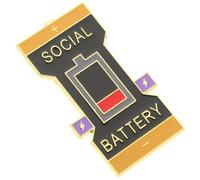 Toyvian Social Battery Symbol Brooch Pin for Women, Black Alloy Clip-on Decorative Accessory, Elegant Cardigan Clip for Garments and Scarfs, Interactive Mood Brooch