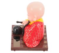 Toyvian Solar Powered Bobblehead Monk Figurine for Car Dashboard Smooth Textured Kasaya Style Little Monk Decoration Automatic Nodding Buddhist Statue for Home and Office