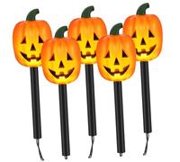 Toyvian Solar Powered Outdoor Pumpkin Lantern Halloween Garden Lights with Warm Glow Easy Installation Sturdy Solar Stake Lights for Festive Decor