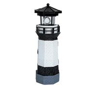 Toyvian Solar Powered Resin Rotating Lighthouse LED Light Outdoor Garden Decoration Waterproof Patio Lawn Ornament for Landscape Lighting