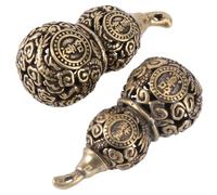 Toyvian Solid Brass Small Gourd Keychain 2PCS Set, Hollow Calabash Pendant for Hanging Decorations, Feng Shui Lucky Charm Key Holder for Car and Home