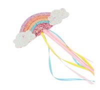 Toyvian Sparkling Rainbow Princess Wand with Radiant Ribbons Lightweight Fairy Stick for Dress Up Parties Birthday Halloween Christmas Role Play Accessories