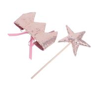 Toyvian Sparkling Star Wand and Crown for Rose Gold Princess Party Decorations Fairy Costume Accessories for Birthday Stage Performances and Themed Events