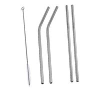 Toyvian Stainless Steel Beverage Straws with Cleaning Brush Reusable Metal Juice Straws for Hot Cold Drinks Bubble Tea Smoothies Thick Shakes Ice Tea and Easy to Clean