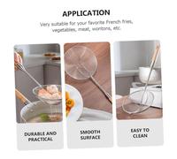 Toyvian Stainless Steel Frying Slotted Spoon with Wood Handle Heat-Resistant Kitchen Gadget for Oil Straining and Food Skimming Suitable for French Fries Vegetables Meat and Wontons Home