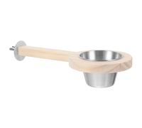 Toyvian Stainless Steel Parrot Feeder with Wood Perch Splash Bird Water and Food Bowl for Cage Easy to Install Bird Feeding Cup Suitable for Parrots Cockatiels Pigeons