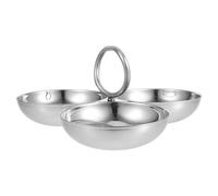 Toyvian Stainless Steel Snack Appetizer Tray with 3 Round Compartments, Versatile Food Separation Plate for Lunch, Dinner, Buffet, or Outdoor Use, Sturdy Silver Serving Platter