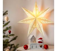 Toyvian Star Paper Light Shade: 45cm White Lampshade Xmas Holiday 3D Paper Star Ceiling Lampshade 7 Pointed Hollow Out Lantern for Wedding Birthday Christmas Party Hanging Pendant Decoration