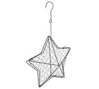 Toyvian Star Shaped Hanging Planter Basket Hook, Iron Frame Wall Decor | Open Basket Style, Silver Metal Finish, Indoor Outdoor Use, for Dried Flowers and Small Decorative Plants