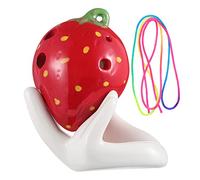 Toyvian Strawberry Ocarina Instrument Six-hole Musical Plaything for Boy Girl Includes Lanyard and Teaching Music Score for Beginners Design for Fun Learning