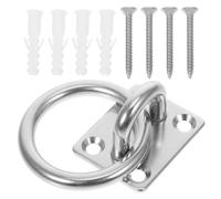 Toyvian Sturdy Stainless Steel Eye Plate with Square Ring Heavy Duty Ceiling Hook for Home Gym Hammocks Yoga Swings and Punching Bags Easy Installation with Screws