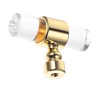 Toyvian T-Shaped Pull Handle Acrylic Drawer Pull Handle Cabinet Doorknobs Golden for Dresser, Interior Doors, Office and Living Room