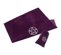 Toyvian Tarot Game Desk Cloth 50cm X 50cm for Tarot Game and Astrology Divination with Pattern Printing and Delicate Divination Design, Purple Lint Material Tablecloth Prop for Magical