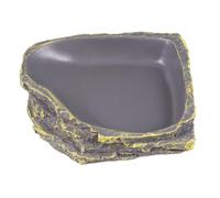 Toyvian Thick Reptile Food and Water Feeder Dish Dark Design for Turtles Lizards and Pets Easy Clean Slope for Climbing Space Saving Reptile Supplies