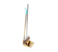 Toyvian Thickened Stainless Steel Dustpan Broom Set Household Cleaning Kit Long Handle Gold Dustpan Brush for Indoor Outdoor Use with Anti-Wind Design and Convenient Use