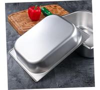 Toyvian Thickened Stainless Steel Rectangular Buffet Pan with Lid Food Container Tray for Restaurant Canteen Family Use Food Storage and Serving