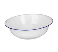 Toyvian Thickened Vintage White Enamelware Basin Bowl for Bread Mixing and Vegetable Washing Easy-Clean Large Kitchen Enamel Mixing Bowl with Classic Retro Design