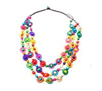 Toyvian Three Layer Coconut Shell Necklace Wood Vintage Jewellery Strands