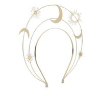 Toyvian Tiara Halo Crown Headband with Star and Moon Design, Three-Layer Gold Handmade Medieval Headdress for Women’s Birthday Party, Wedding, Cosplay Accessories