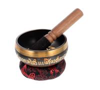 Toyvian Tibetan Singing Bowl Buddhist Ode Bowl Meditation Wood Rod Cushion for Spiritual Practice Random Color