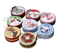 Toyvian Tinplate Candy Box Excellent Workmanship Multi-purpose Christmas Treat Container with Lid Delicate Xmas Patterned Biscuit Canister and Storage for Holiday Party