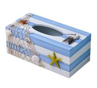 Toyvian Tissue Box Holder with Chic Texture Design Mediterranean Style Rectangular Made of Wood and Resin Easy Placement and Convenient for Organizing, for Home or Office Decor