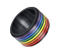 Toyvian Titanium Steel Multicolor Ring Gay Finger Jewelry Stainless Steel Colorful Patterns for Men and Women Accessories